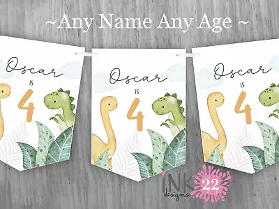Personalised Birthday Party Decoration Banner Bunting Dinosaur 1st 2nd 3rd 4th • £4.99