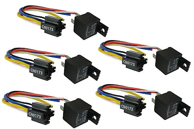 $13.60 • Buy 5 LOT TEMCo 12V 30 Amp Bosch Style S Relay With Harness Socket SPDT Automotive