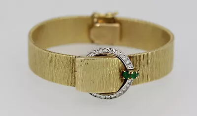 Vintage Movado 14k Yellow Gold Diamond/Emerald Flip Cover Ladies Wristwatch • $2200
