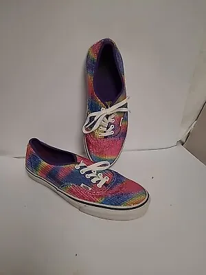 Vans Mens Size 10 Rainbow Sequined Classic Lace Up Skater Shoes Multicolored  • £7.58