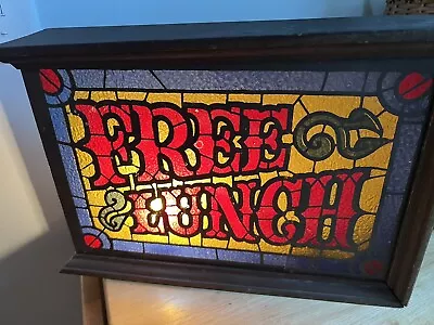 1960's IMS Corp Free Lunch Lightbox Faux Stained Glass VTG • $60