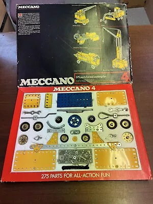 £54.50 • Buy Vintage Meccano Set 4, From 1973, 100% Complete In Original Box With Manuals (G)