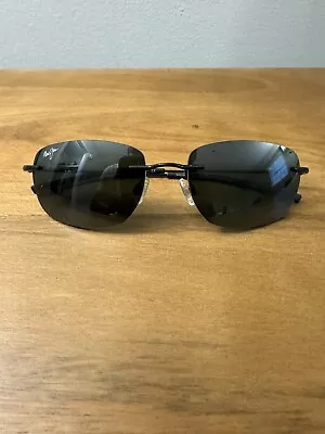 Maui Jim 332-02 'Nanea' Gloss Black / Natural Grey Polarized Rimless Sunglasses • $35