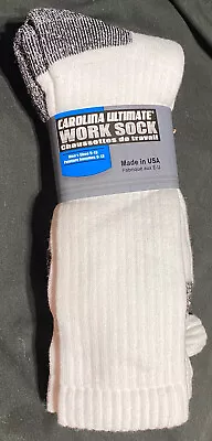 3 Pair White W/ Black Carolina Ultimate Steel Toe OTC Boot Socks Men Size 10-13 • $14.99