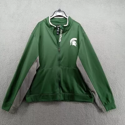 Michigan State Spartans Jacket Mens XL Green Zip Up Performance Fleece Logo • $27.99