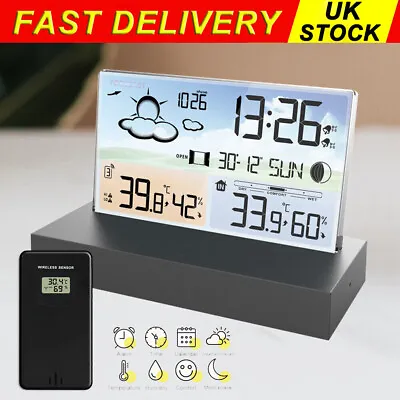 LCD Digital Weather Station Wireless With Outdoor Sensor For Home Office Indoor • £25.89