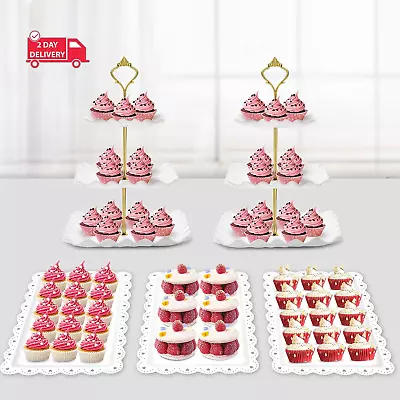 5 Pcs Dessert Table Display Set - 2 X Cupcake Stand Holder/Cup Cake Tier Tower & • $30.39