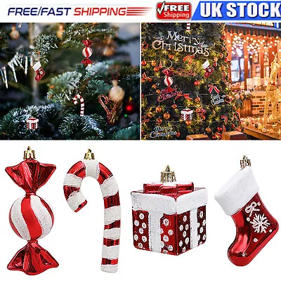 4pcs Candy Cane Stripe Sweets & Lollies Red White Christmas Tree Decoration • £8.69