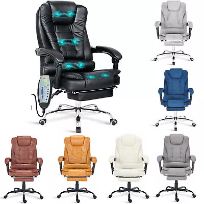 Office Chair Massage Computer Gaming Chairs Desk Swivel Recliner Chair Footrest • £69.95