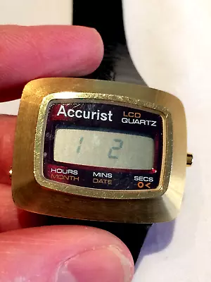 Vintage Rare Hitachi 52022 Gold Plated Accurist LCD Digital Quartz Mens Watch • $12.62