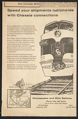 1965 CHESAPEAKE & OHIO RAILWAY Freight Trains Chessie Cat Vtg Newspaper PRINT AD • $20.76