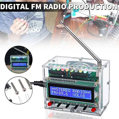 LCD FM Radio Receiver Kit 87-108MHz RDA5807 Digital Assembly DIY Electronics • £16.20