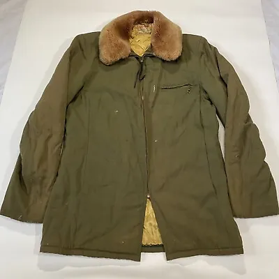 Vintage 50s Field & Stream Hunting Field Jacket Satin Lined Faux Fur Size L?? • $25