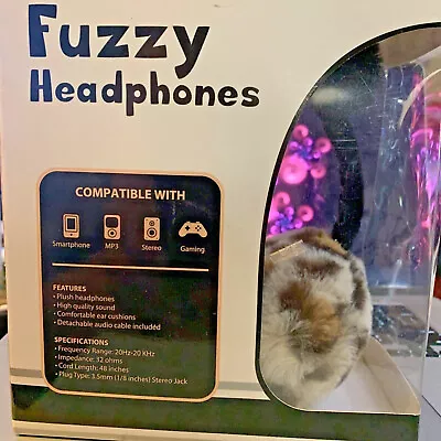 Fuzzy Leopard Print Headphones • $24.88