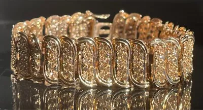 Stunning Yellow Gold 5 Carat Diamond Wide Tennis Bracelet • $2300