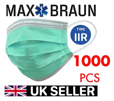 Max-Braun 3 Ply Disposable Face Mask | Type IIR | 3-Layer | 1000 Masks (20 Box) • £17.99