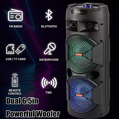 Portable Bluetooth Speaker Dual Woofer Heavy Bass Party System Mic AUX FM 5000W  • $55.99