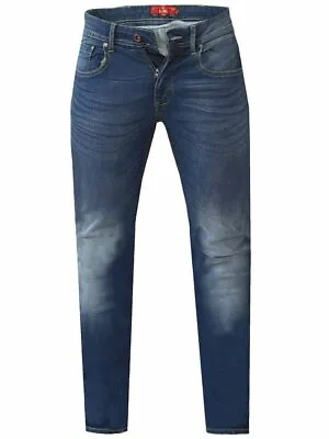 D555 Duke Mens Slim Fit Jeans Stretch Dark Blue Stonewash 30 -38  154795 • £27.99