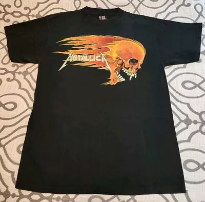 Metallica 1994 Flaming Skull Sun Vintage Original 2-Sided T-Shirt Pushead Art • $167