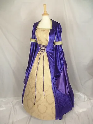 Purple Medieval Dress Renaissance Wedding Gown Pagan Dress Custom Made To Size • £129.99