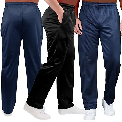 Mens Silky Jog Bottoms Joggers Lounge Gym Sports Tracksuit Pants Trousers Zip • £9.99