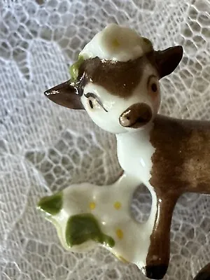 Vintage Miniature Porcelain Calf Cow Figurine Decor • $20