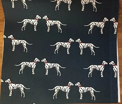 50cm X 29cm Long Sophie Allport Dalmatian Dog Navy Cotton Duck Medium Weight New • £4.59