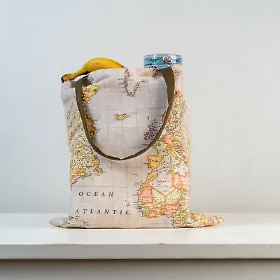 £9.62 • Buy World Map Tote Bag Handmade Beach Shopping Bag Banned Travel Bag 16x17'