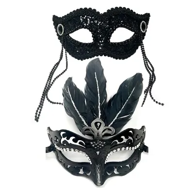 Feather Eye Mask Masquerade Halloween Fancy Dress Costume Party Venetian • £6.99