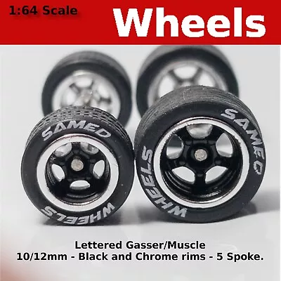 Gasser/Muscle Car - Lettered Black And Chrome Rim - 10mm/12mm For Hot Wheels • $3.99