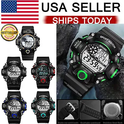 6 Color Men Military Sport Waterproof Digital Wrist Watch Quartz Wrist Date Army • $9.99
