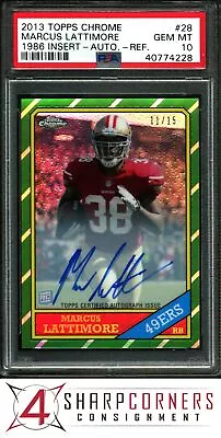 2013 Topps Chrome 1986 Insert Auto Refractor Marcus Lattimore #/15 Pop 3 Psa 10 • $7.50