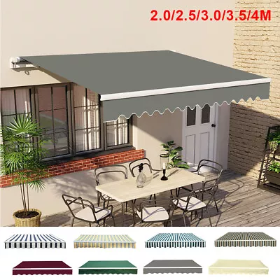 Garden Patio Manual Awning Canopy Sun Shade Shelter Retractable 5 Size 8 Colour • £140.99