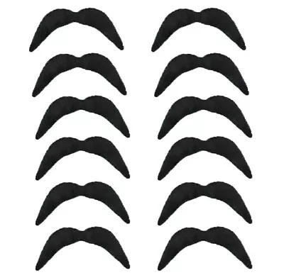 12 X Black Mexican Tash Biker 70's Movember 118 Fancy Dress Moustache • £3.99