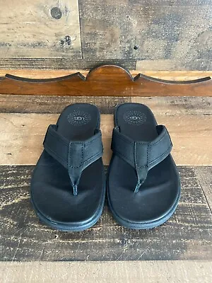 UGG Men's Seaside Leather Flip Flop Sandal Black Size 7 NEW • $49.99