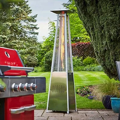 £159.99 • Buy PYRAMID  PATIO HEATER 13 Kw In STAINLESS STEEL QUARTZ GLASS COVER WHEELS OUTDOOR