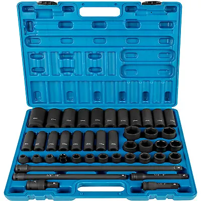 Impact Socket Set 1/2 Inch 43 Pcs Standard+Deep 9 To 30 MM 6-Point Extension Bar • $64.99