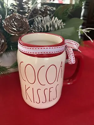 RAE DUNN Holiday LL  COCOA KISSES  Mason Jar Mug With Red By Magenta • $10.99