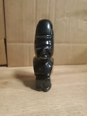 MAYAN OR AZTEC GOD CARVED BLACK OBSIDIAN STONE Mexico • $18.99