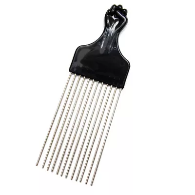 9  Afro Pick Comb Long Black Fist Metal Lift Hair Detangle Wig Braid Hair 1-2Pk • $8.95