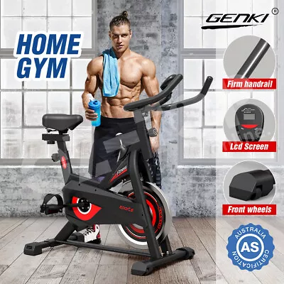 GENKI Spin Bike Cycling Fitness Home Gym Exercise Bike Adjustable Workout W/LCD • $199.59