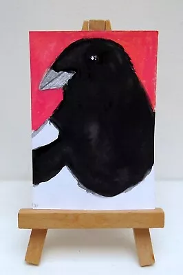 ACEO Good Morning Mr Magpie Original Miniature Watercolour Bird Painting  • £2.99