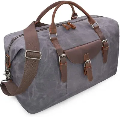 Mens Waterproof Large Travel Holdall Duffle Bag Canvas Leather Weekend Overnight • £59.99