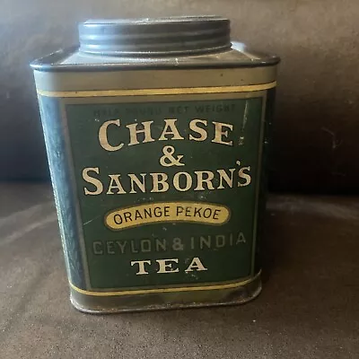 Vintage Chase & Sanborn's Brand Ceylon/ India Tea Tin Orange Pekoe Empty READ • $5.11