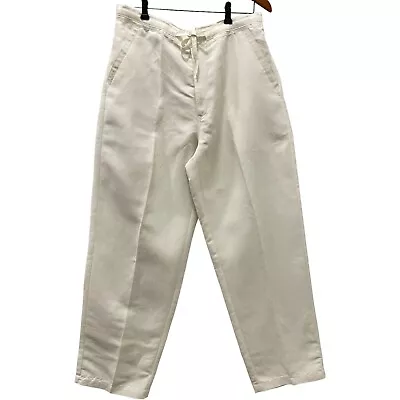 Cubavera White Linen Blend Drawstring Pants Trousers Size Large 36 / 38 X 32 NWT • $34.99