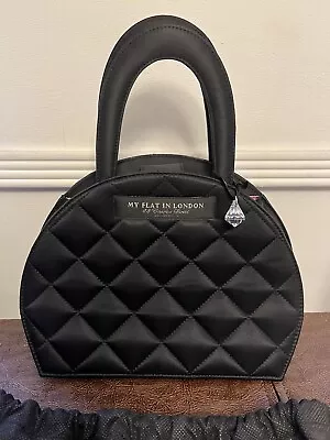 My Flat In London Quilted Handbag Black Top Handle Diamond Charm • $150