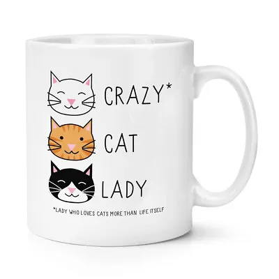 CRAZY CAT LADY 10OZ MUG CUP - Kitten Funny Novelty Tea Coffee • £10.49