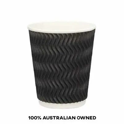 Disposable Coffee Cups 8Oz Takeaway Paper Ripple Wall Beverage Cups 50x No Lids • $26