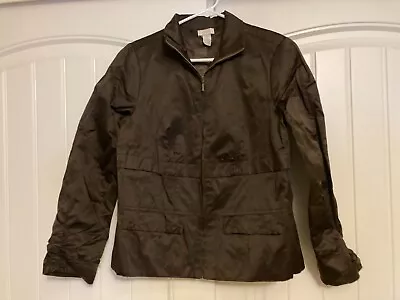 Chico's Brown Jacket US Size Small/4 Chico's 0 Polyester Cotton Blend Zip Up GUC • $14.99