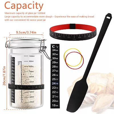 6Pcs Sourdough Starter Jar Kit With Scale 42oz Large Capacity Sourdough Jar☍ • $37.70